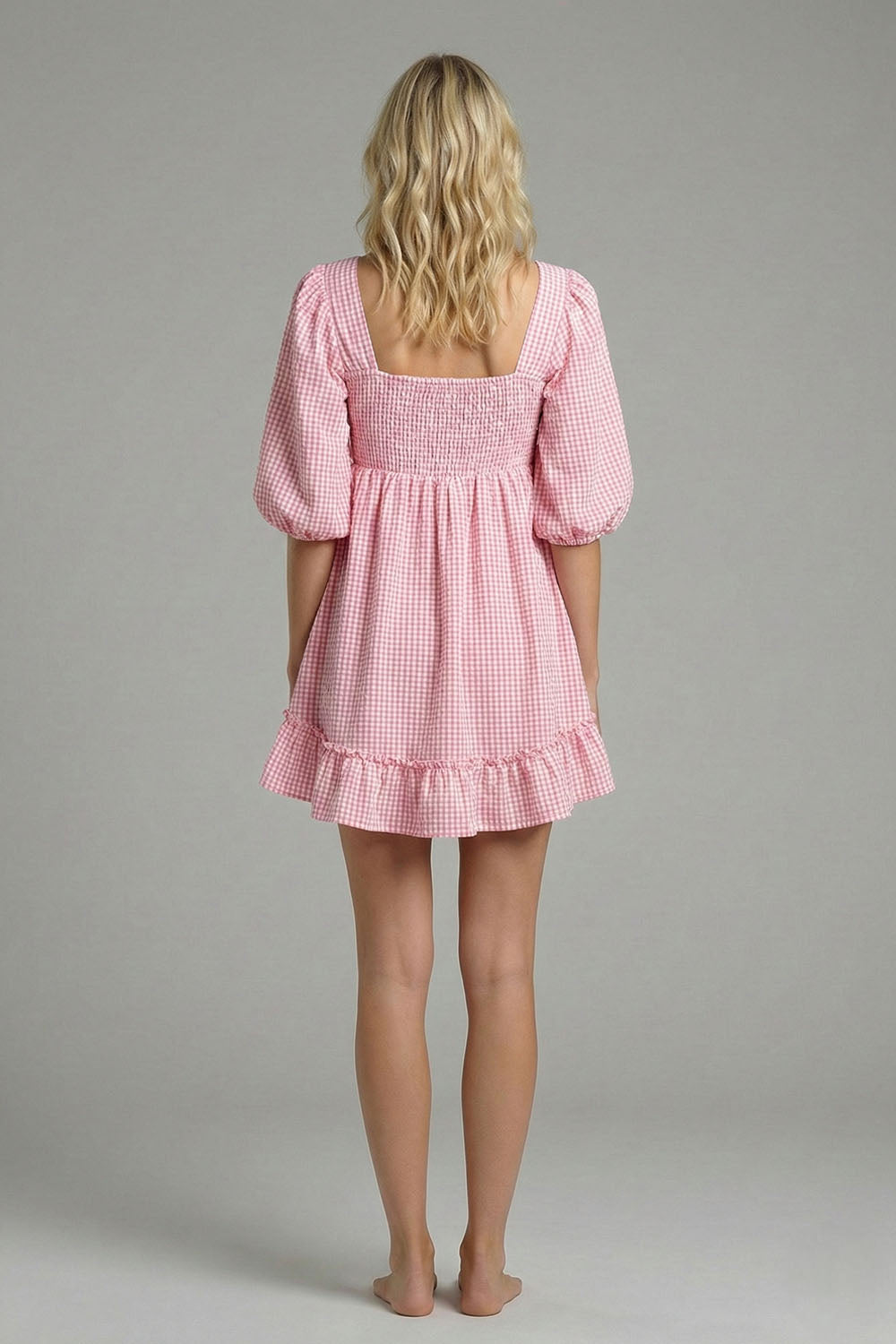 Pink Paradise Thera Dress, Pink Paradise, women's dress, floral print, check print, abstract print by Meet Me in Santorini