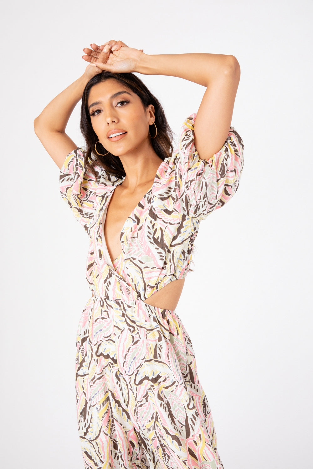 Pink Art Casey Jumpsuit, Pink Art, women's dress, abstract print, resortwear style, feminine boutique style by Meet Me in Santorini