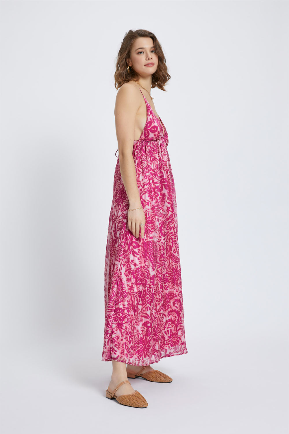 Magenta Gold Azure Maxi Dress