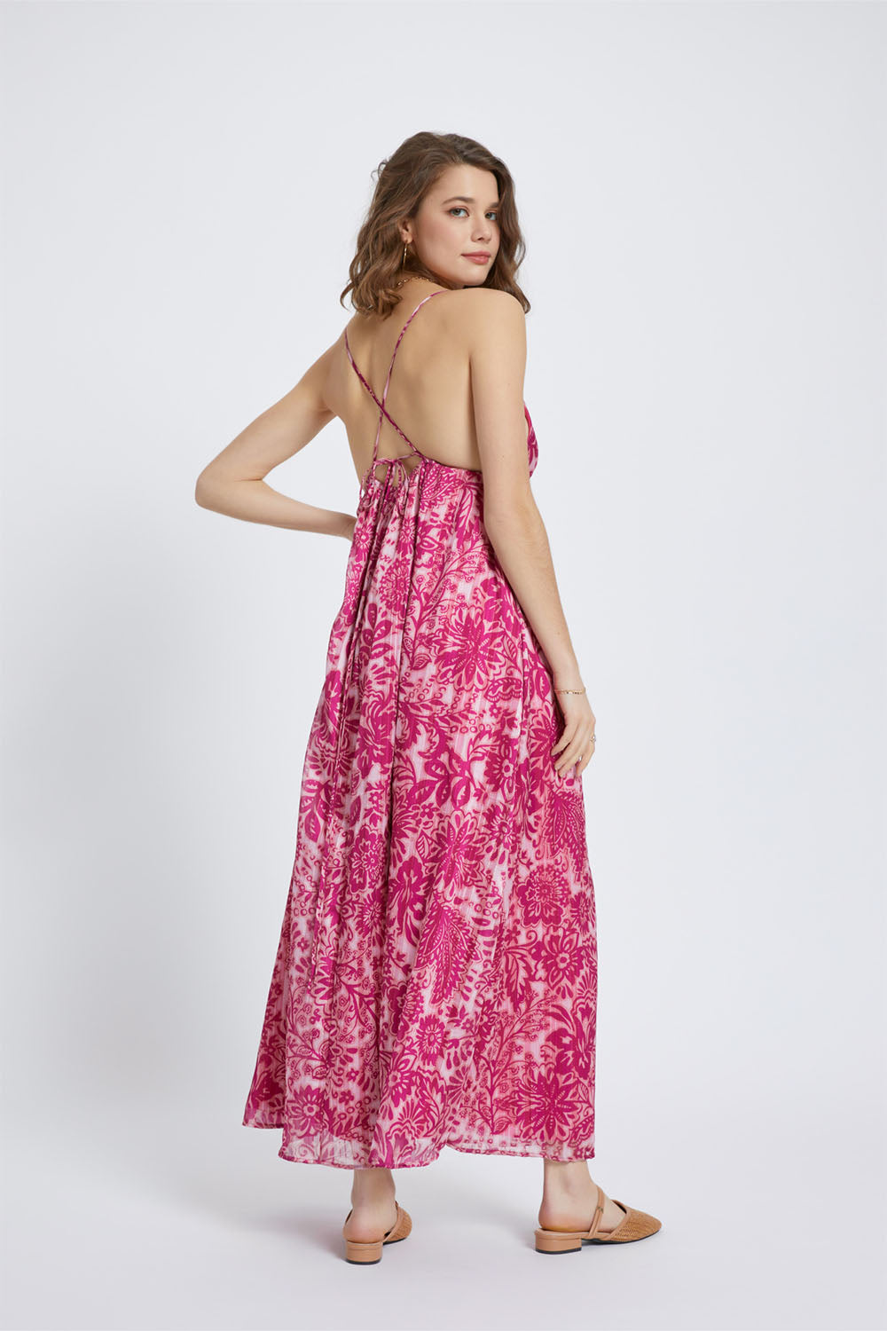 Magenta Gold Azure Maxi Dress