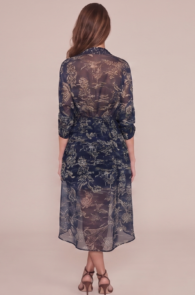 Winter Odyssey Metallic Botanical Maxi Dress