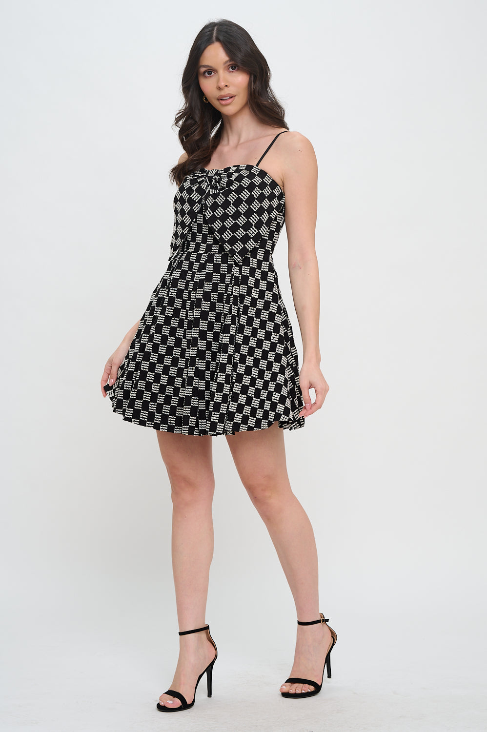Midnight Weave Bow Mini Dress