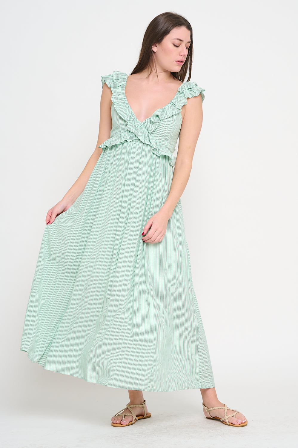 Mint Melody Maxi Dress, Mint Melody, women's maxi dress, floral print, abstract print, resortwear style by Meet Me in Santorini