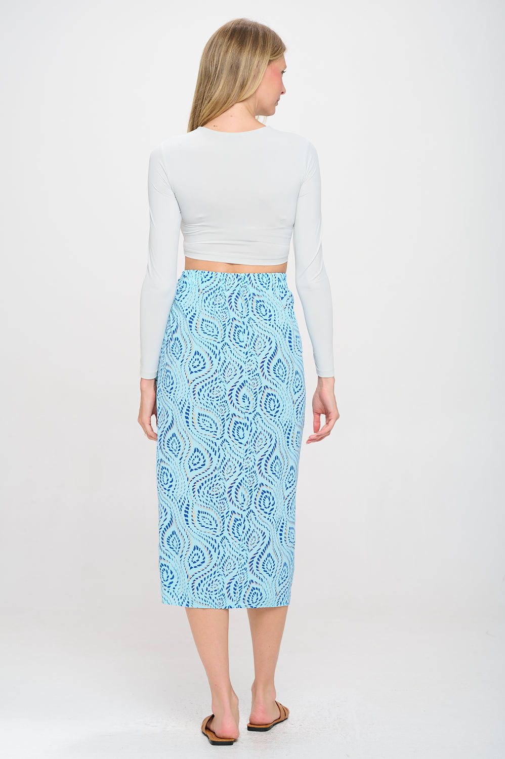 Gold Dot Blue Wrap Skirt