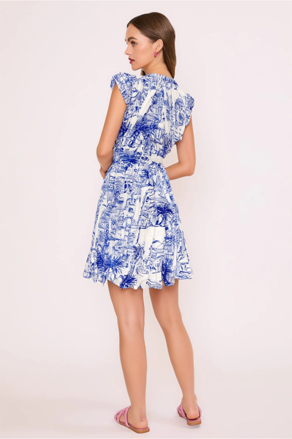 Santorini Coastal Sketch Short Dress