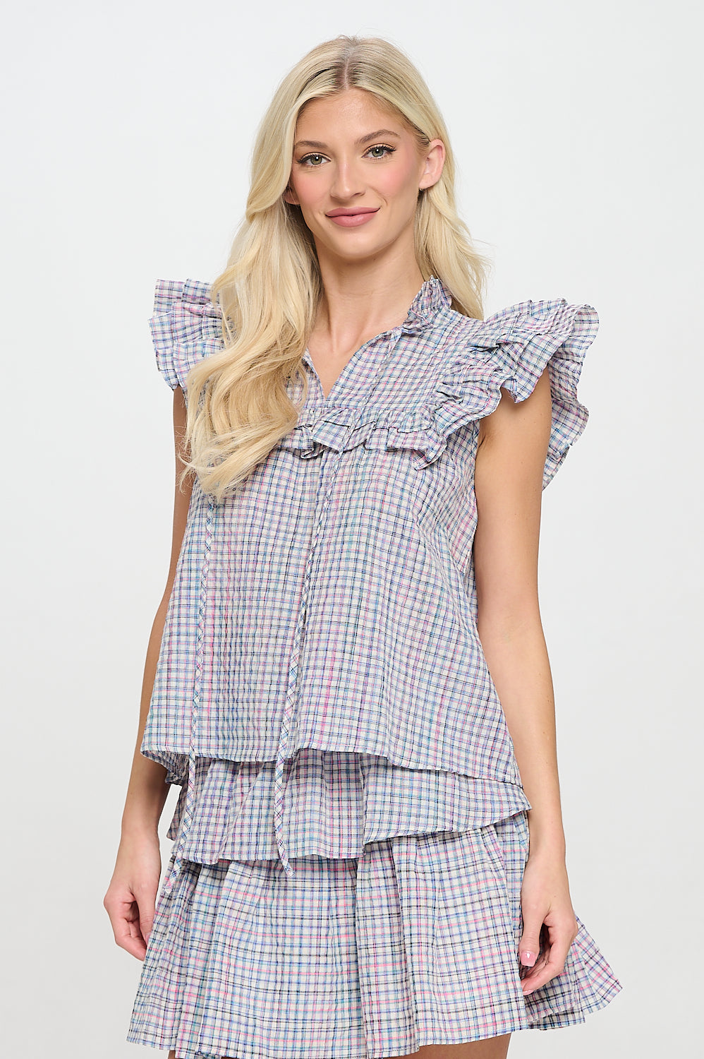 Aegean Plaid Top