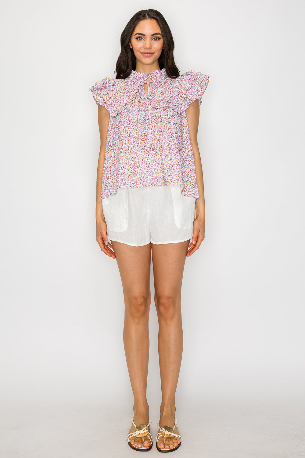 Spring Bloom Meadow Top, Spring Bloom Meadow, women's top, floral print, resortwear style, feminine boutique style by Meet Me in Santorini