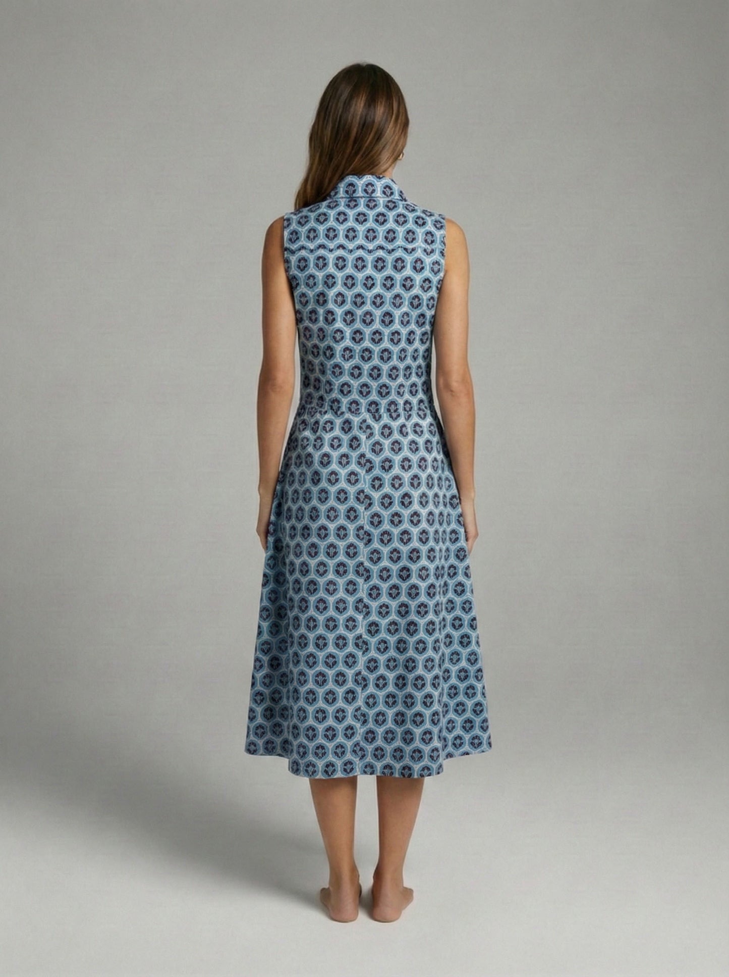 Mod Bloom Tie-Waist Midi Dress