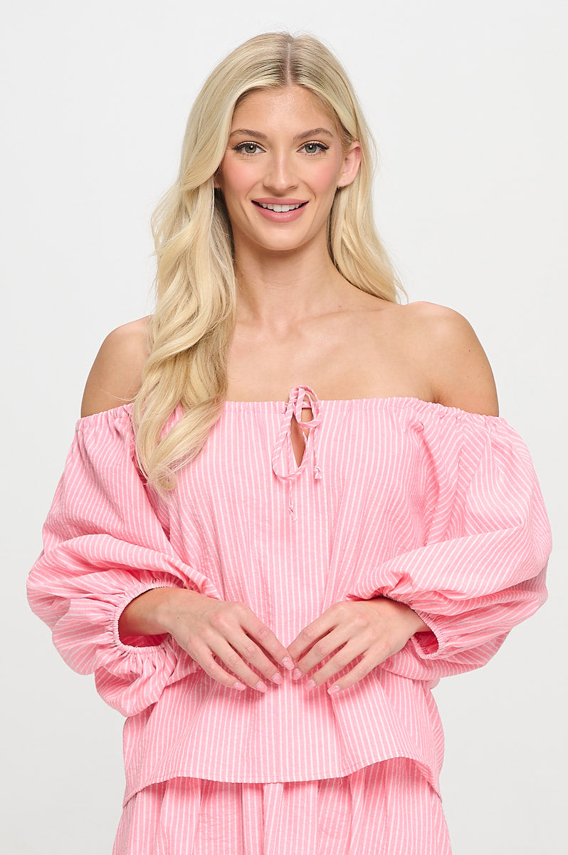 Coral Stripe Set