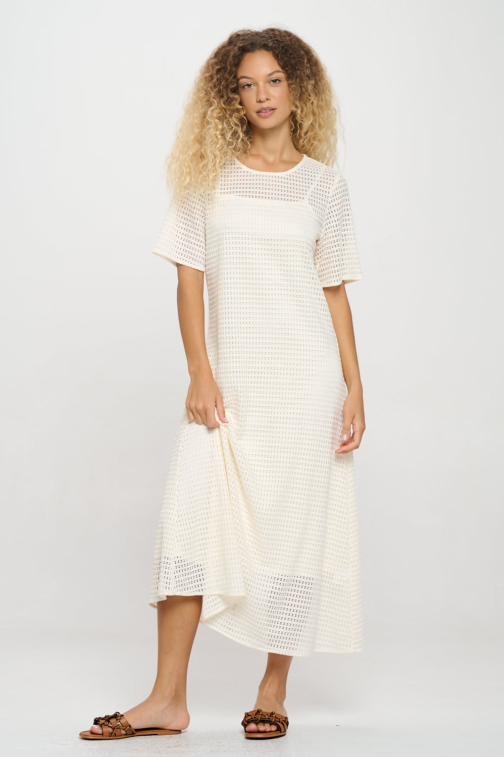 Vanila Honeycomb Maxi Dress