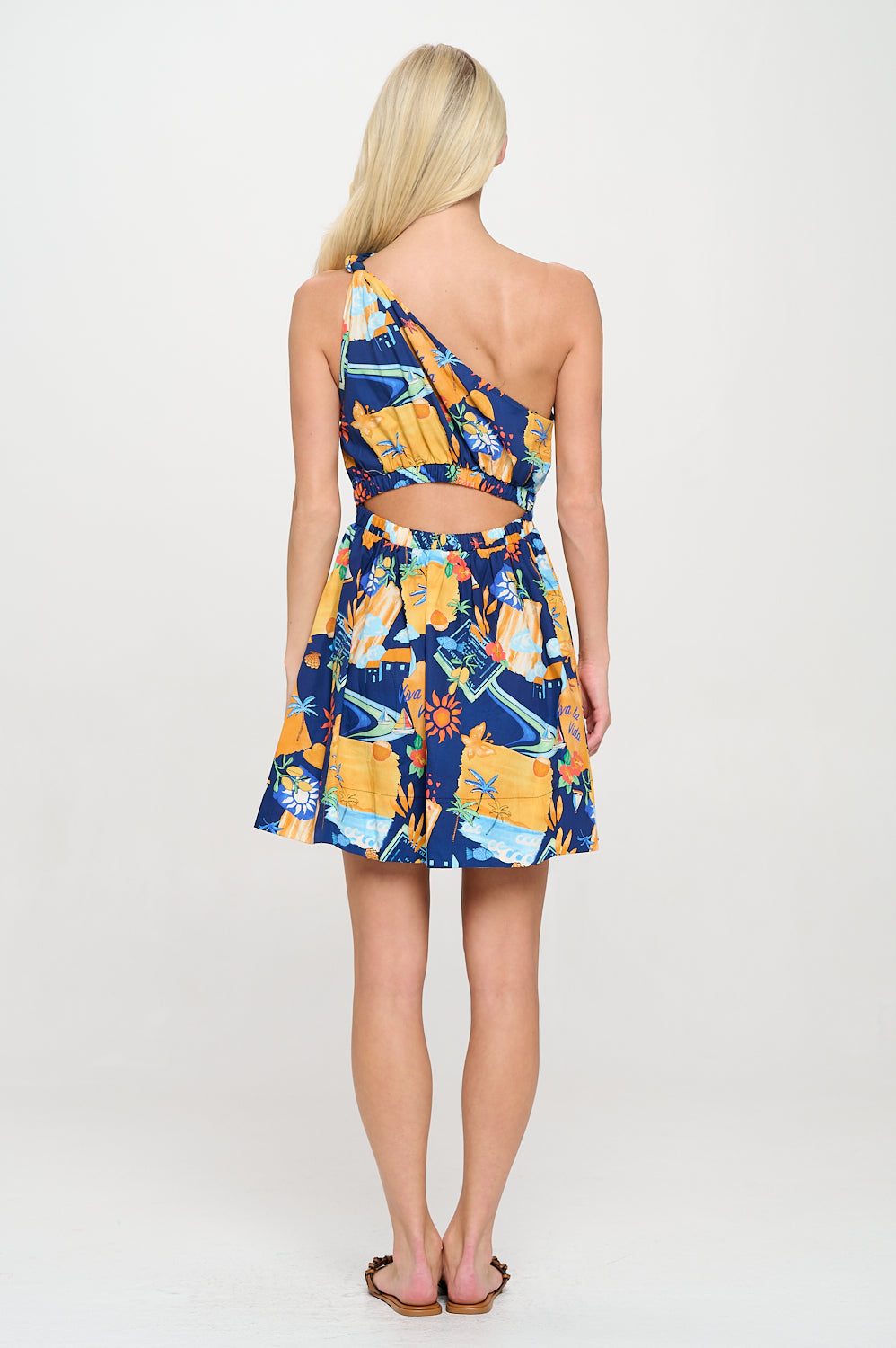 Mediterranean Escape One Shoulder Dress