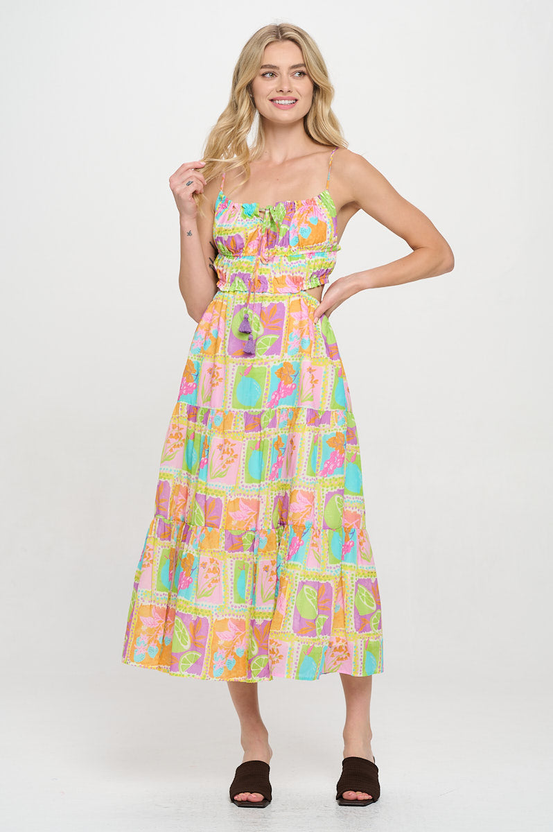 Tropical Mosaic Maxi Dress