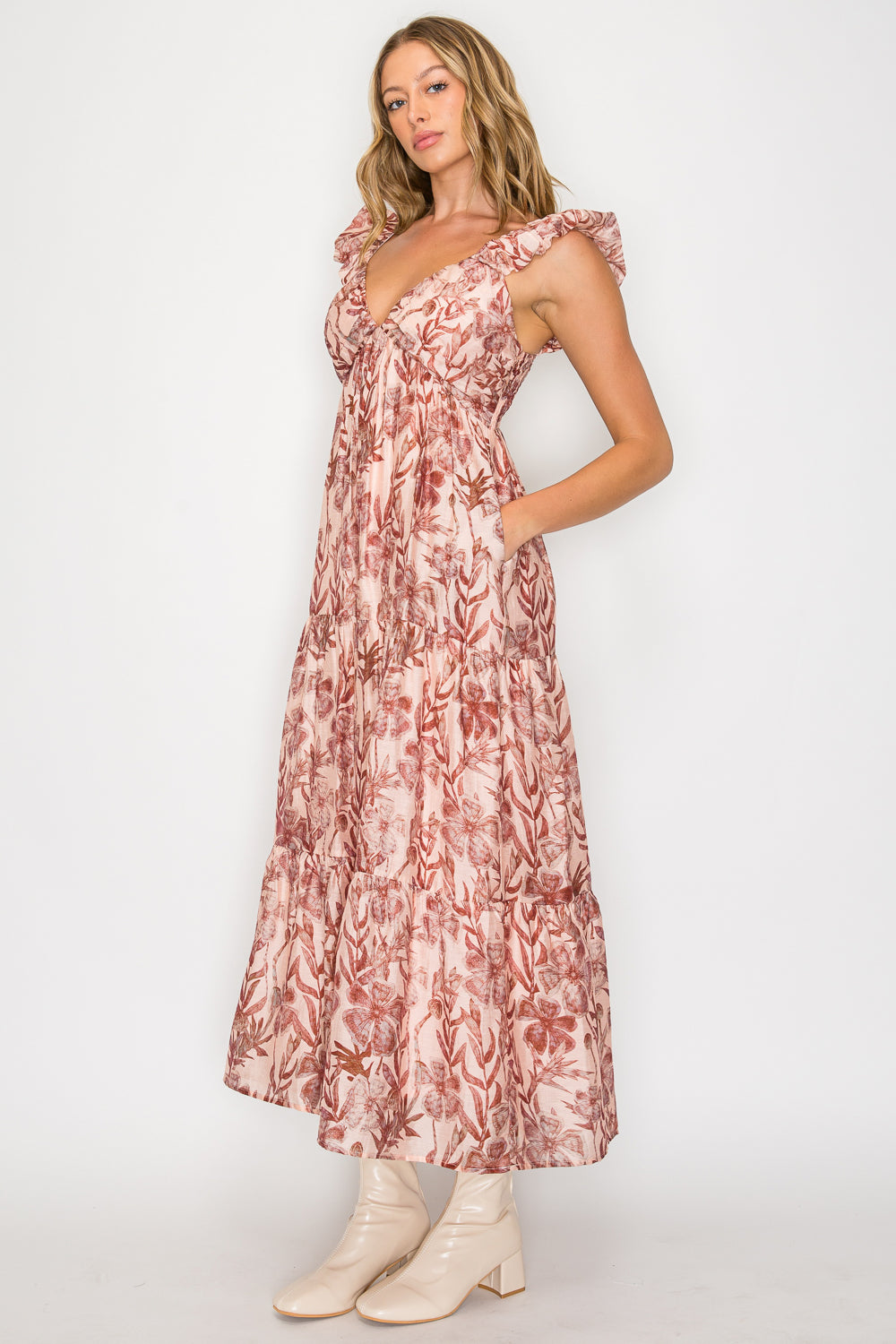 Floral Whimsy Sleeveless Maxi Dress