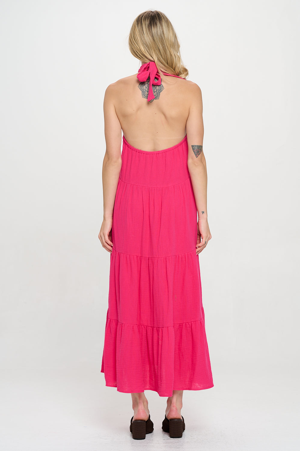 Fuchsia Island Halter Maxi Dress
