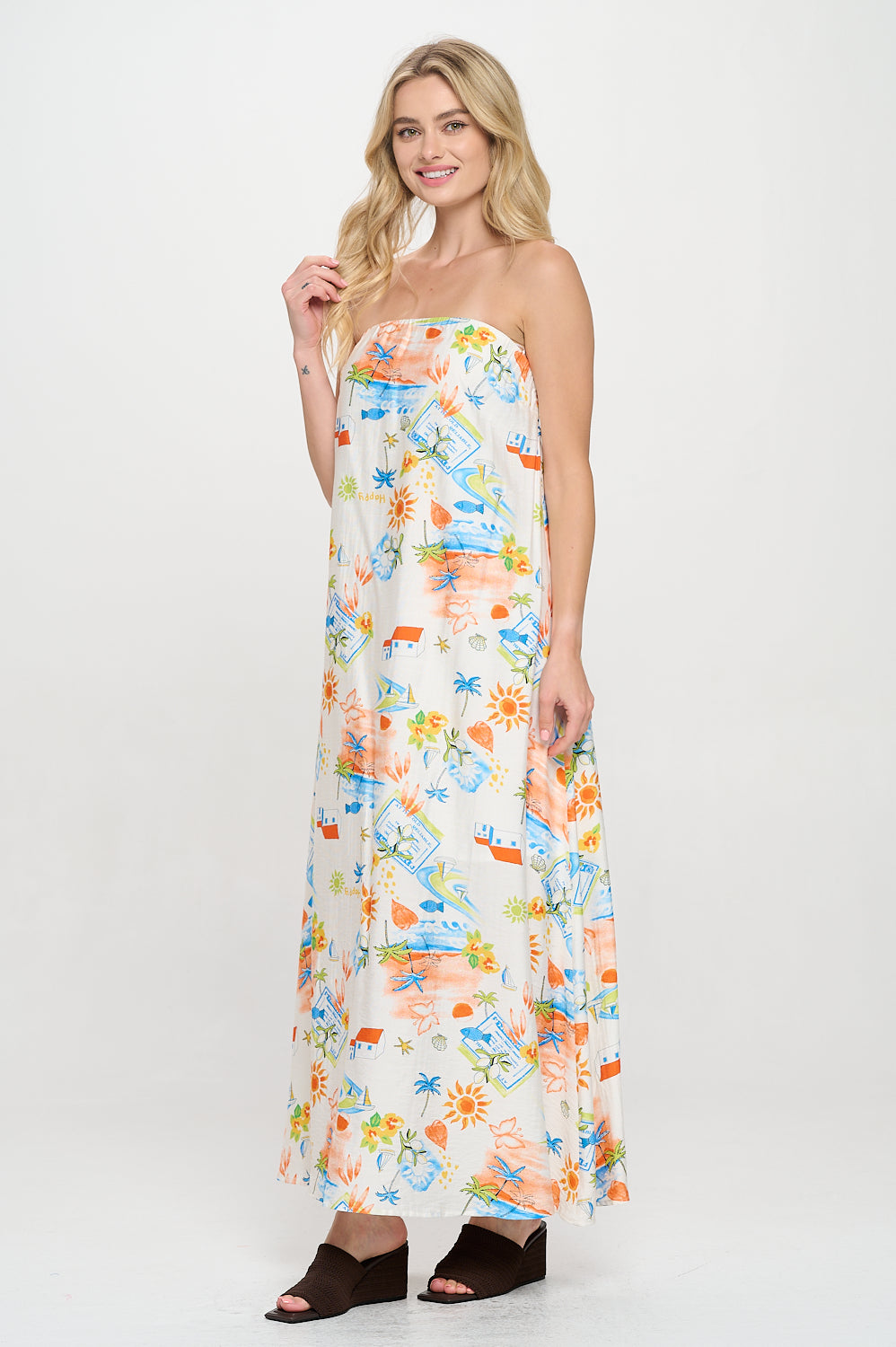 Mediterranean Daydream Tube Maxi Dress