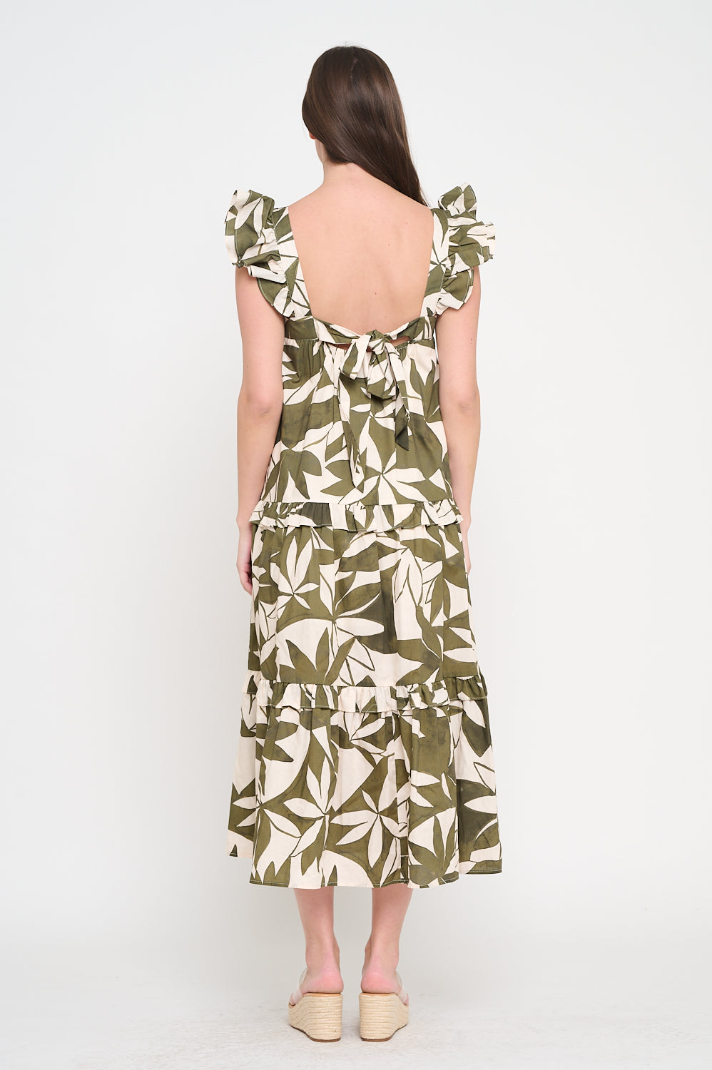 Emerald Canopy Ruffle Maxi Dress