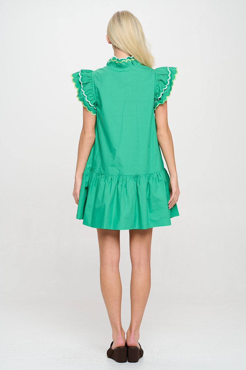 Emerald Oasis Scalloped Detailed Dress