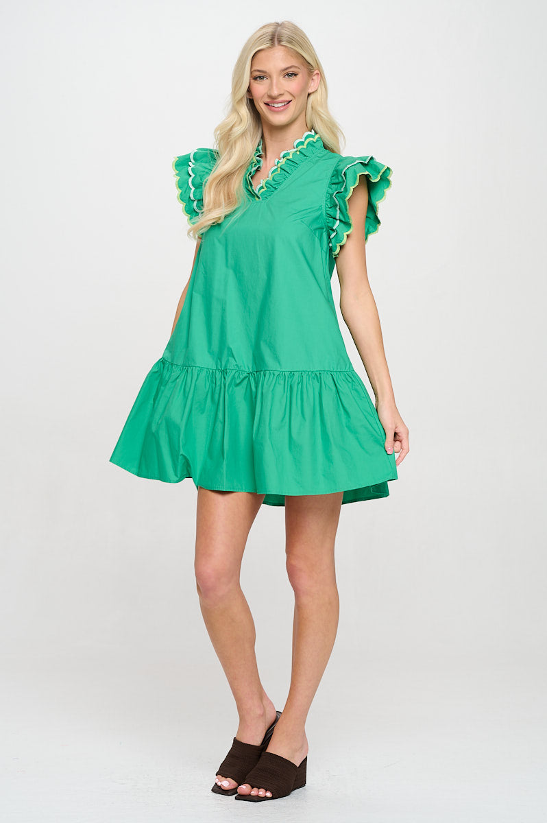 Emerald Oasis Scalloped Detailed Dress