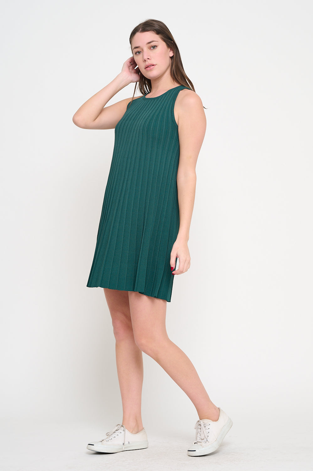 Hunter Green Sweater Rib Short Dress