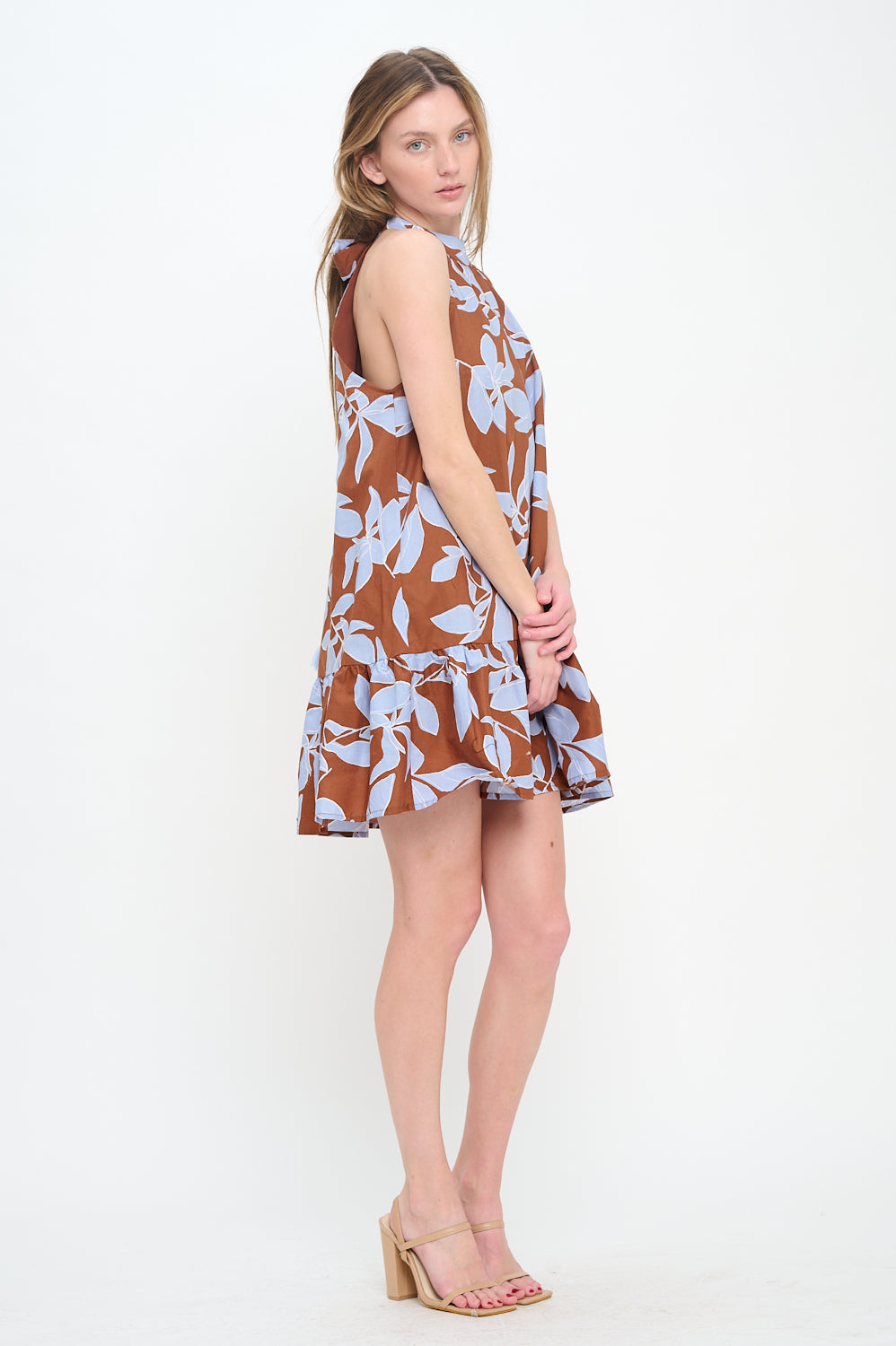 Rosey Haze Halter Dress