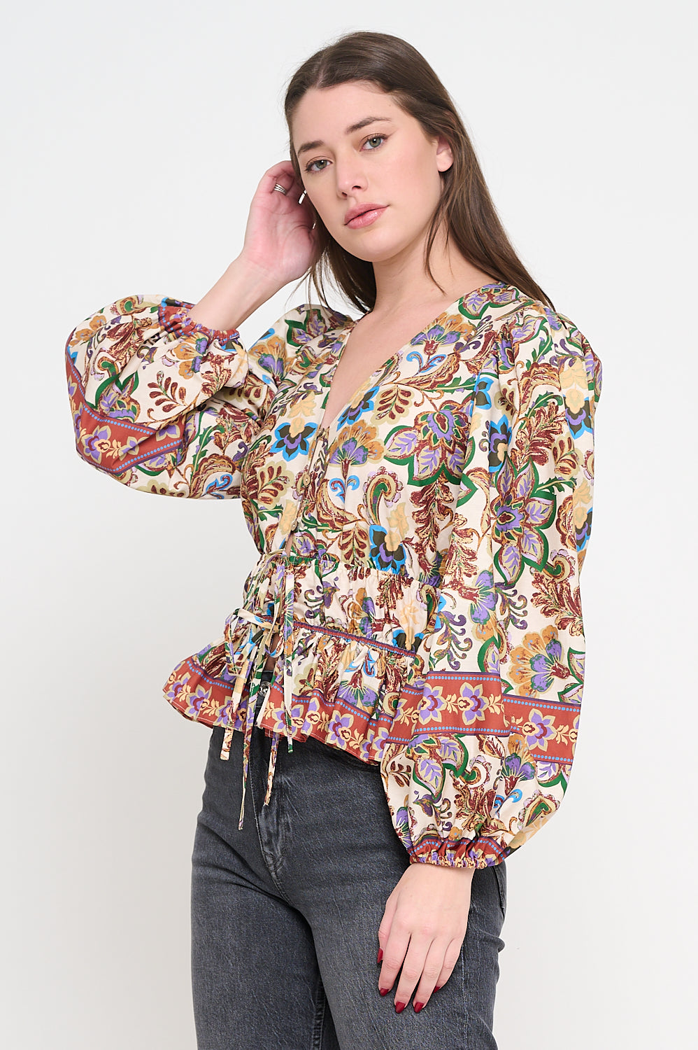 Regal Tapestry Long Sleeve Blouse