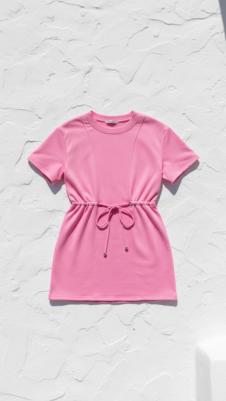 Pink French Terry Short Dress