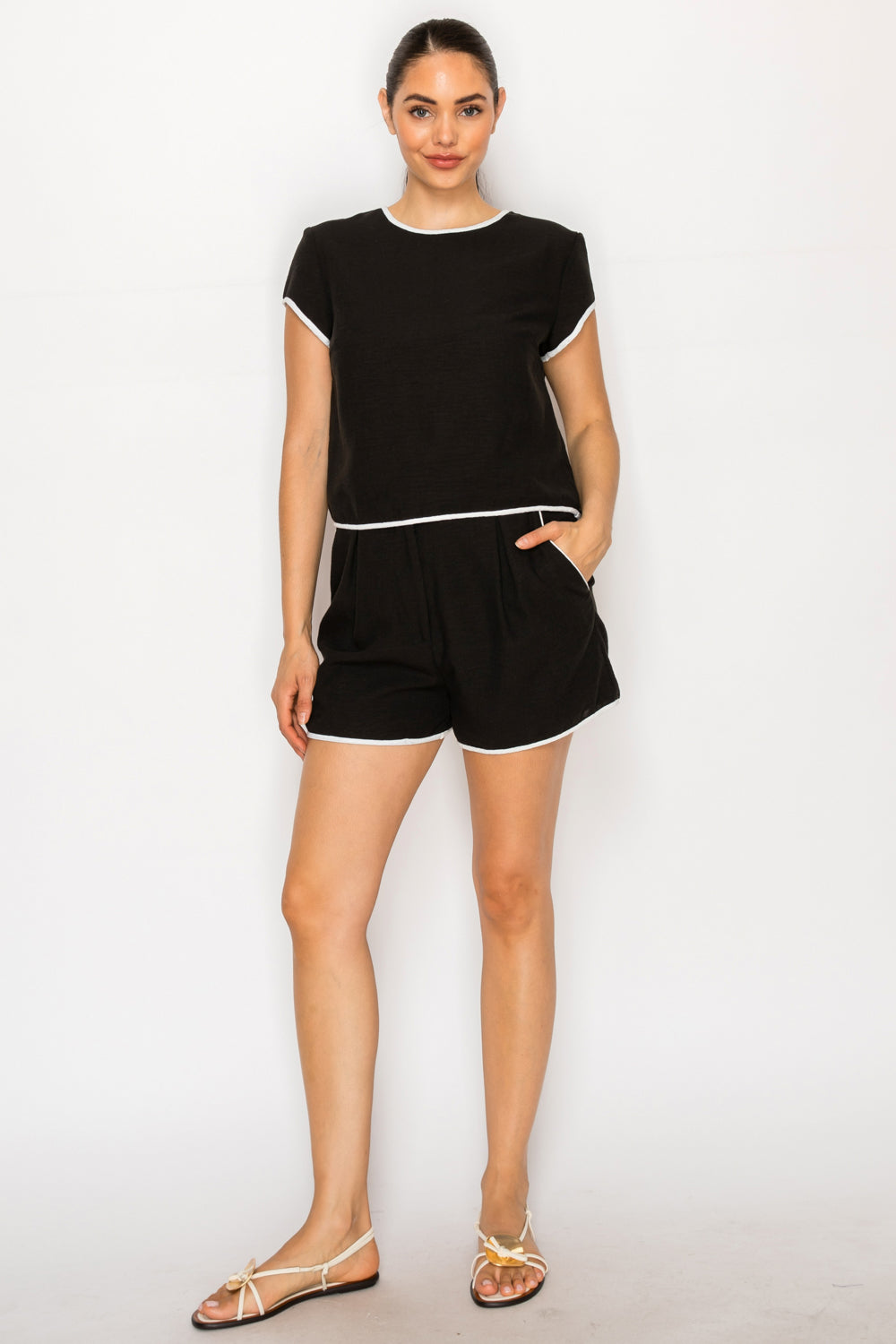 Black White Linen Set