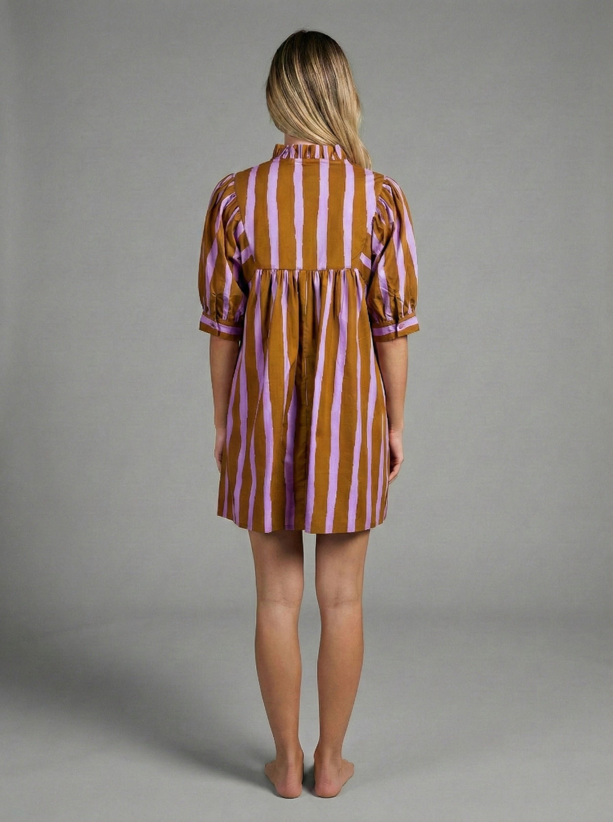 Abstract Stripe Babydoll Mini Dress