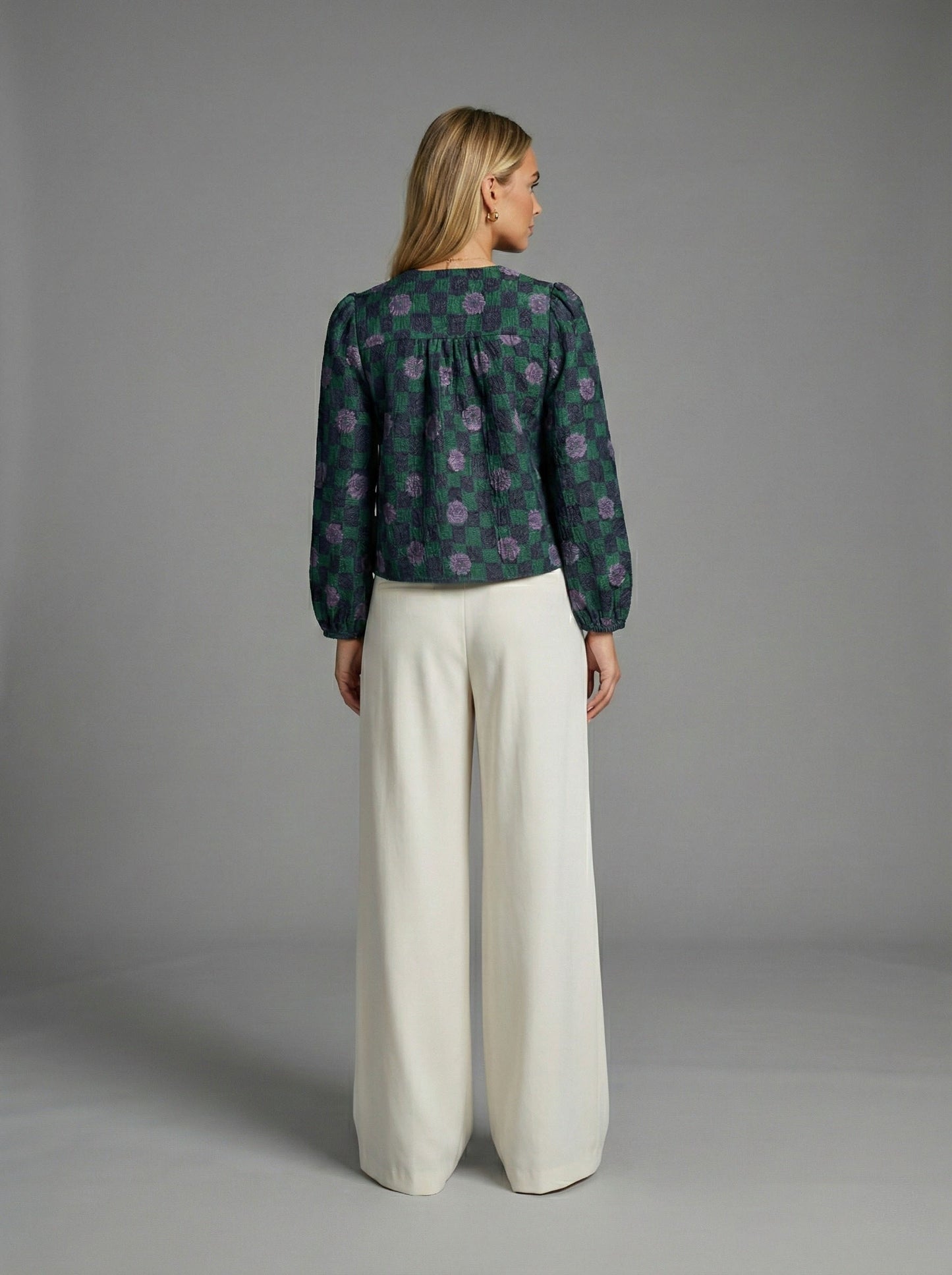 Twilight Daisy Checkered Tie Front Blouse