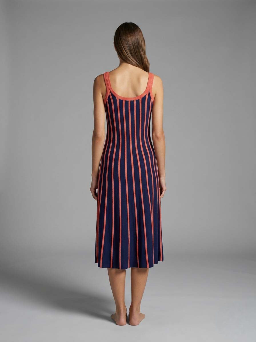 Striped Knit Midi Dress