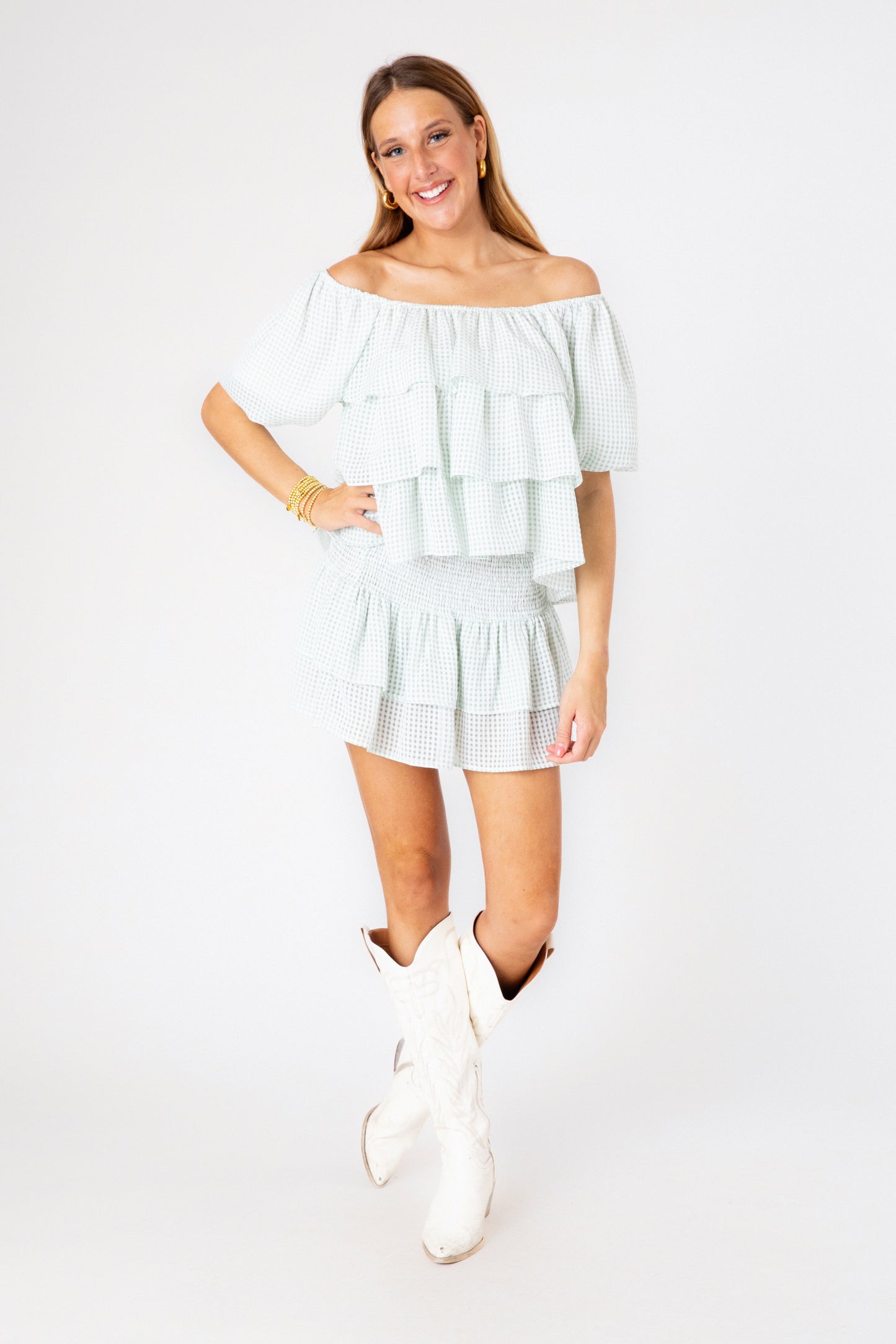 Mint Check Harmony Top