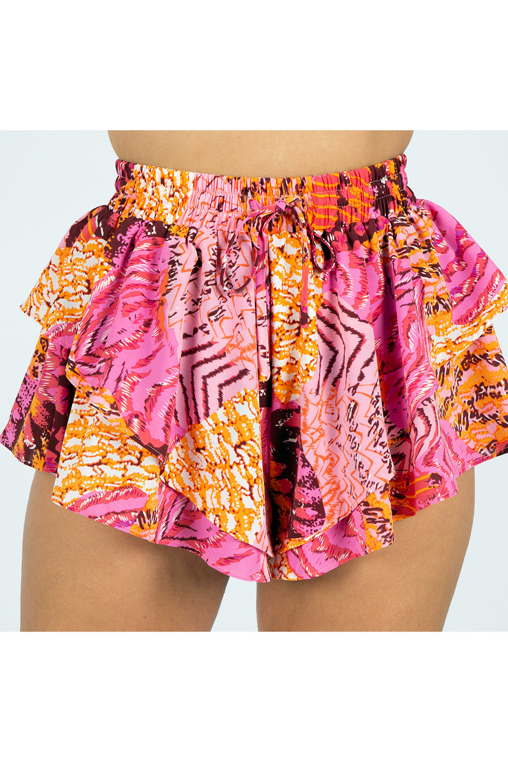 Lava Zena Shorts, Lava, women's shorts, abstract print, resortwear style, feminine boutique style by Meet Me in Santorini