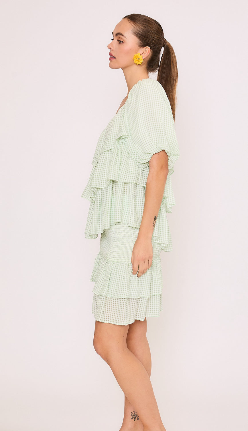 Mint Check Set, Mint Check, women's matching set, check print, resortwear style, feminine boutique style by Meet Me in Santorini