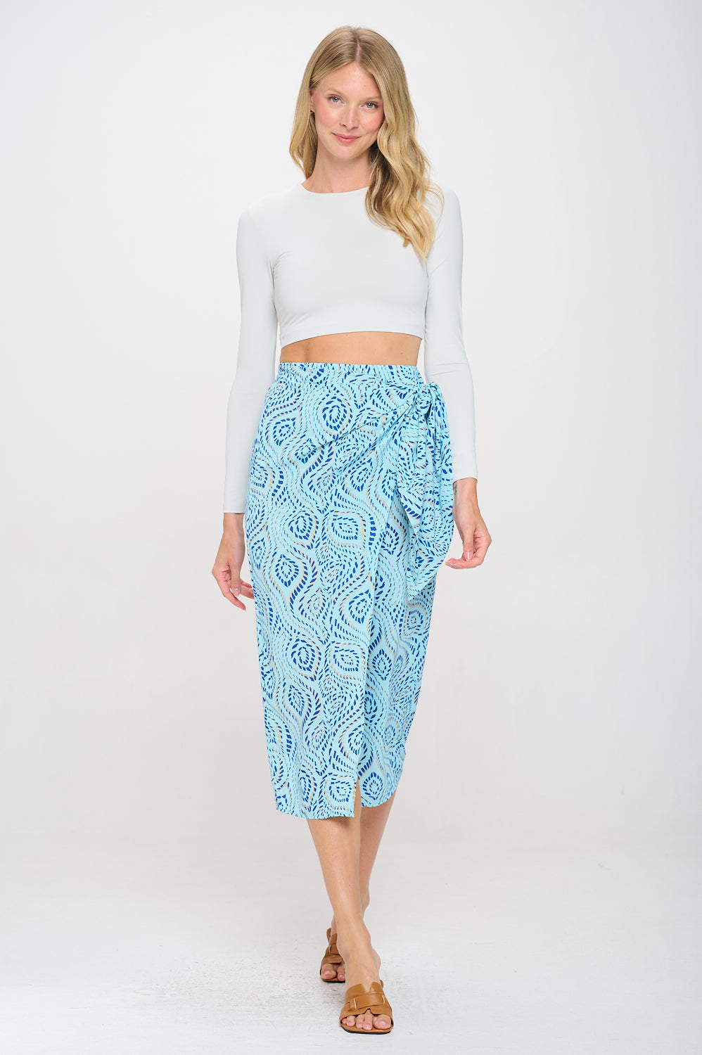 Gold Dot Blue Wrap Skirt