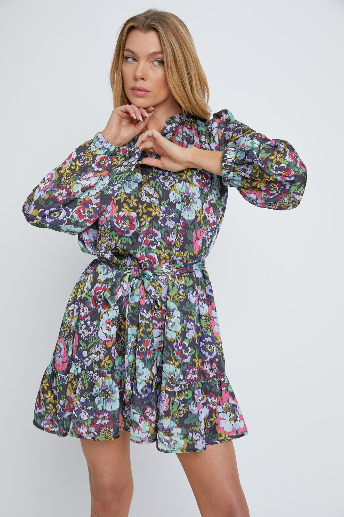 Dark Watercolor Floral Rumi Dress