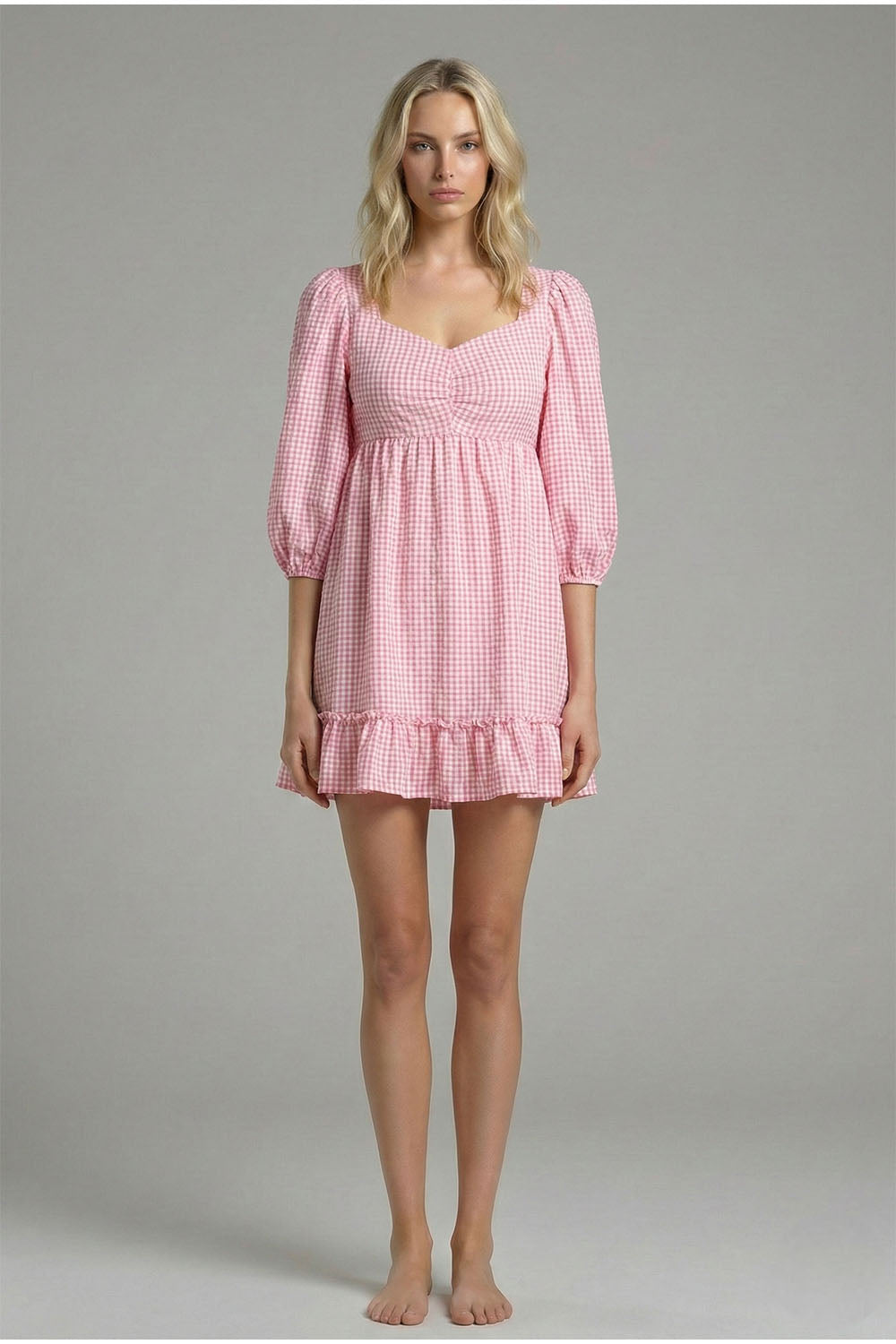 Pink Paradise Thera Dress, Pink Paradise, women's dress, floral print, check print, abstract print by Meet Me in Santorini