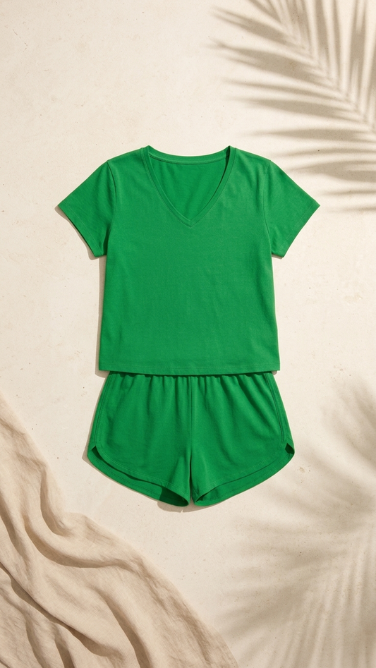 Kelly Green White Sands Set, Kelly Green White, women's matching set, resortwear style, feminine boutique style by Meet Me in Santorini