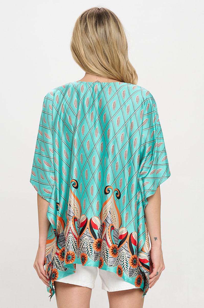 Feather Teal Top