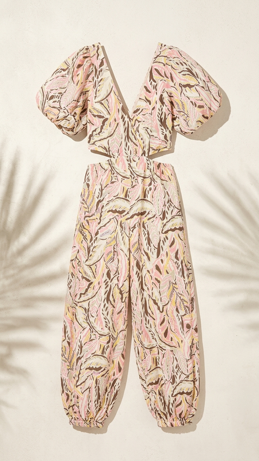Pink Art Casey Jumpsuit, Pink Art, women's dress, abstract print, resortwear style, feminine boutique style by Meet Me in Santorini