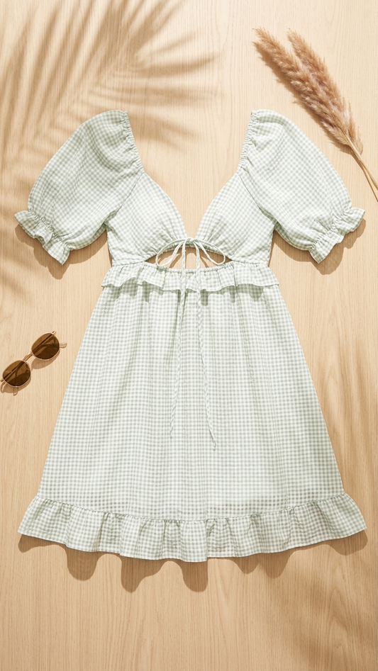 Mint Check Garden Dress