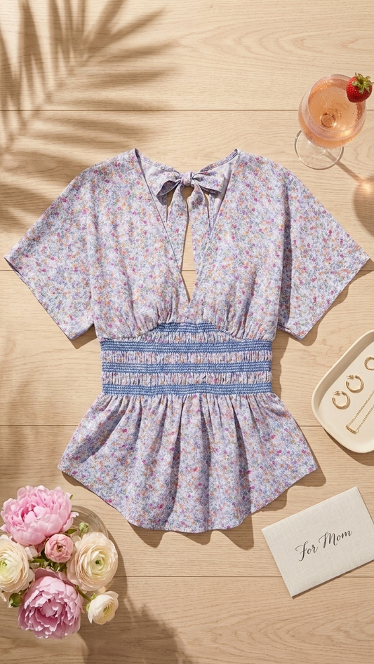 Blue Ditsy Paige Top