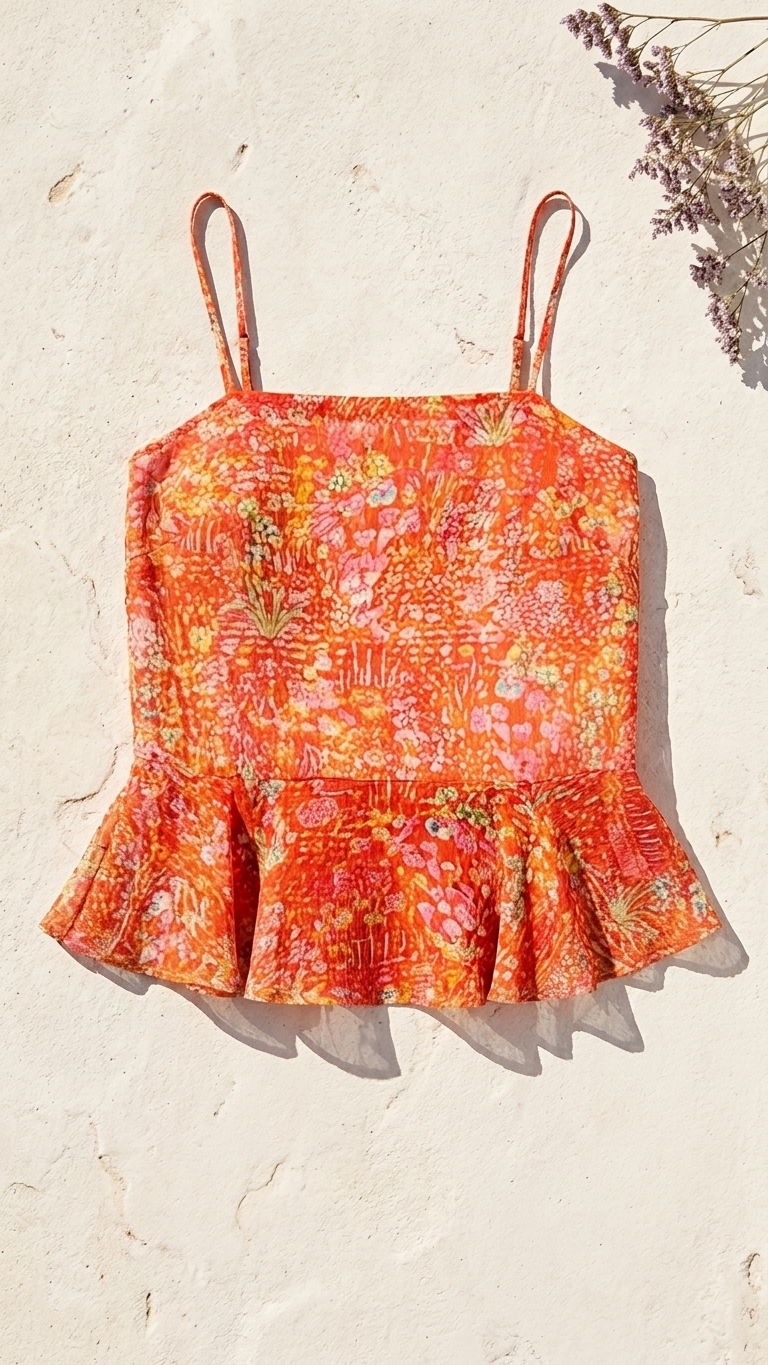 Red Ditsy Katherine Top, Red Ditsy Katherine, women's matching set, floral print, resortwear style, sleeveless silhouette by Meet Me in Santorini