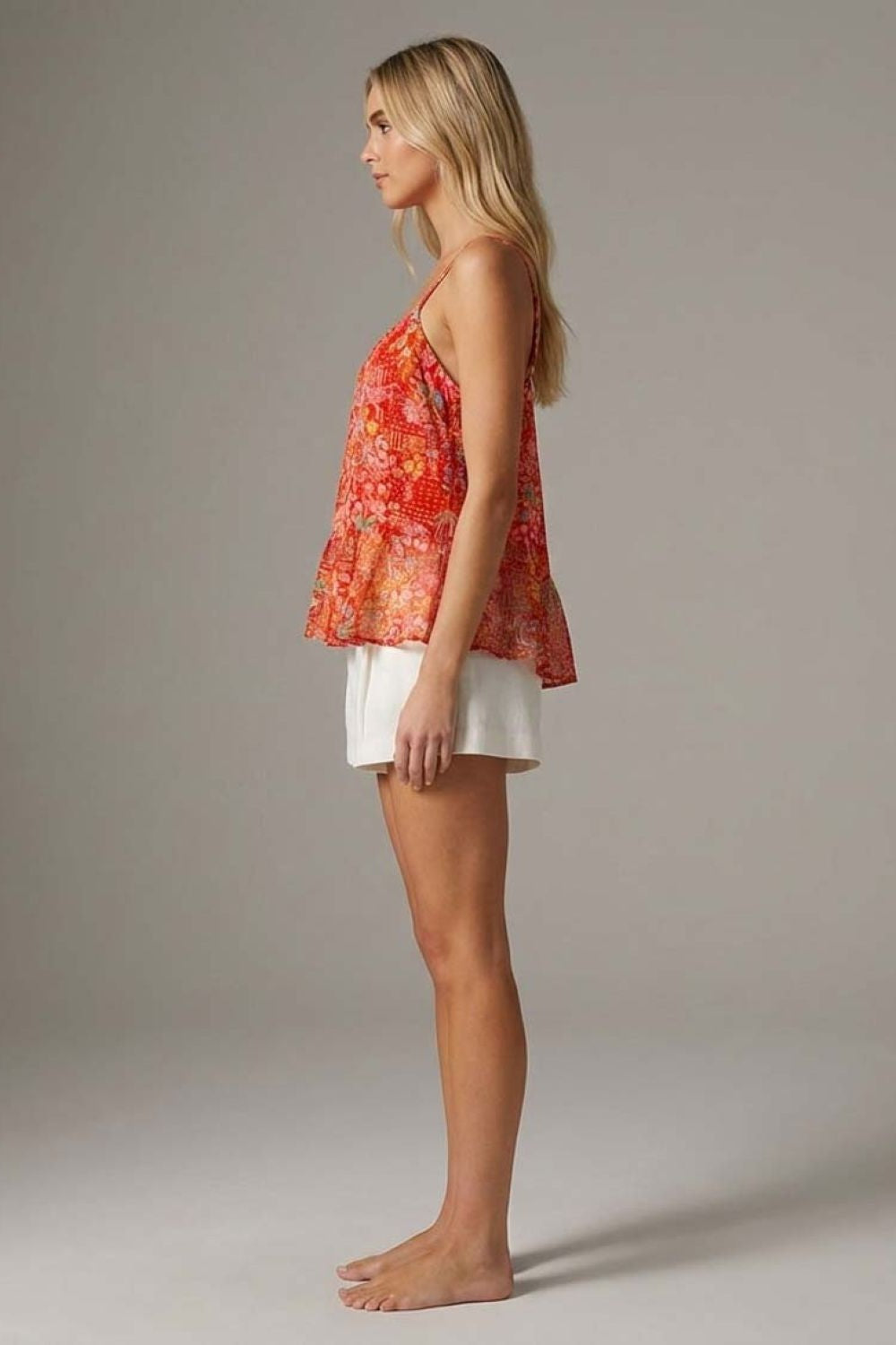 Red Ditsy Katherine Top