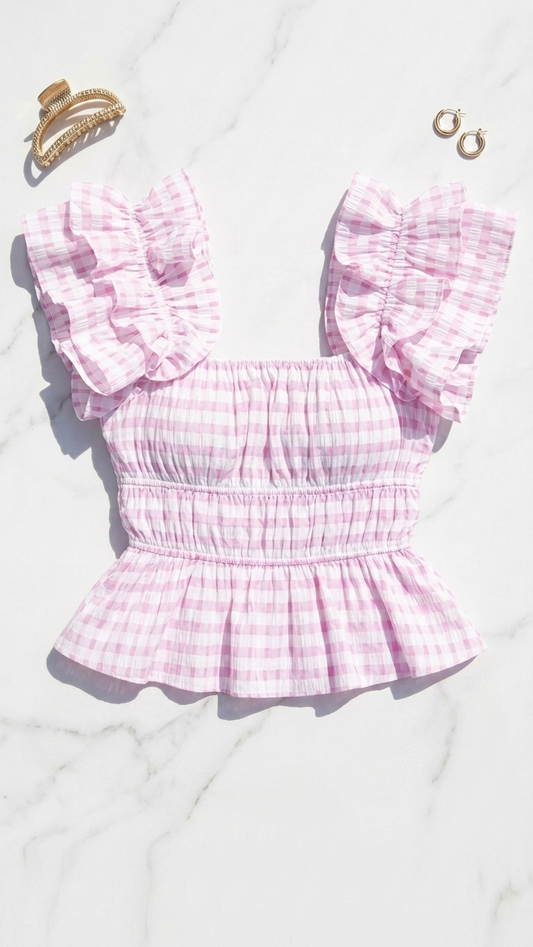 Lavender Gingham Gaia Top