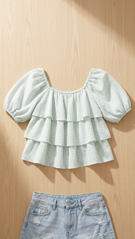 Mint Check Harmony Top