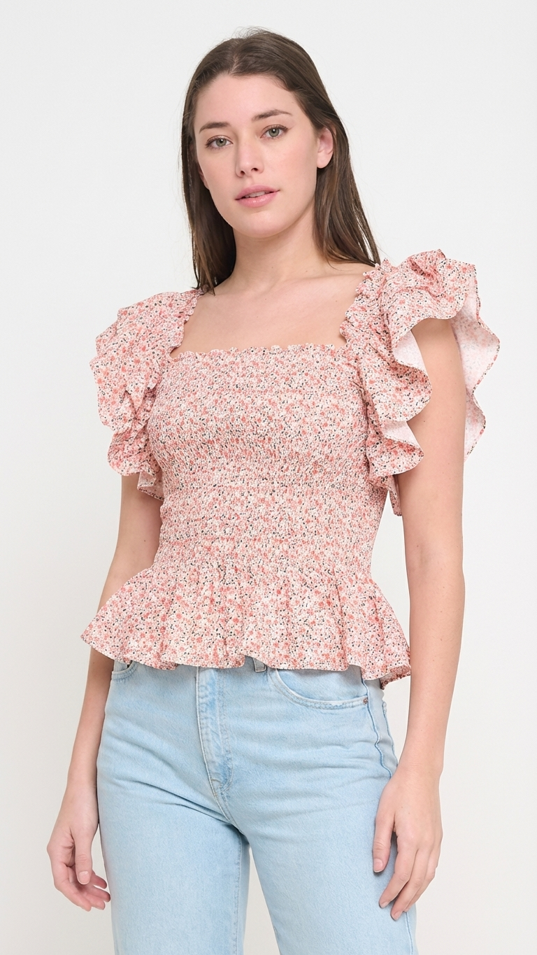 Mediterranean Bloom Top, Mediterranean Bloom, women's top, floral print, abstract print, resortwear style by Meet Me in Santorini