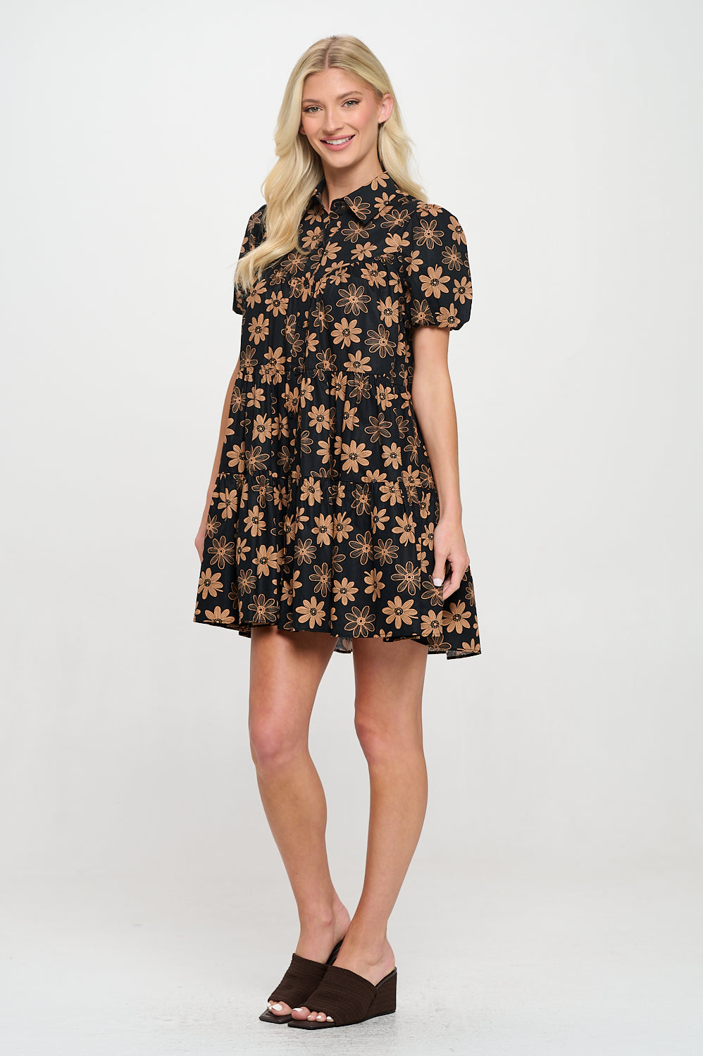 Black Daisy Shirt Dress