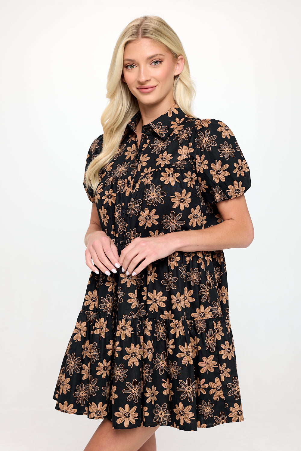 Black Daisy Shirt Dress