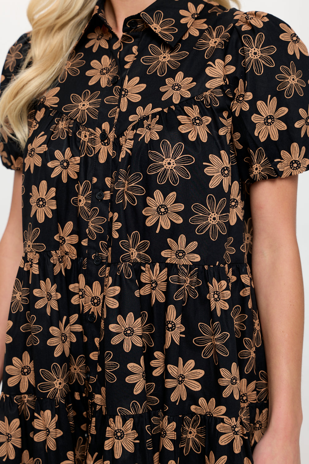 Black Daisy Shirt Dress