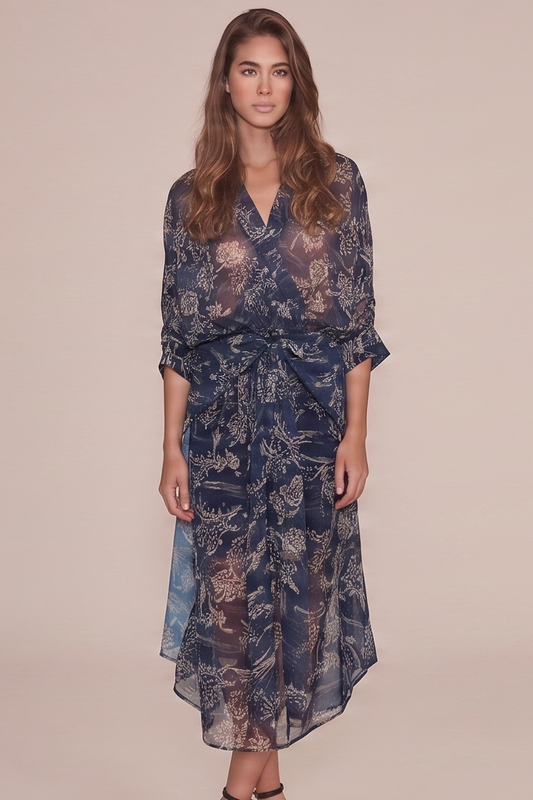 Winter Odyssey Metallic Botanical Maxi Dress